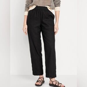 NWT! Black High-Waisted Linen-Blend Straight Pants - Multiple Sizes 💫